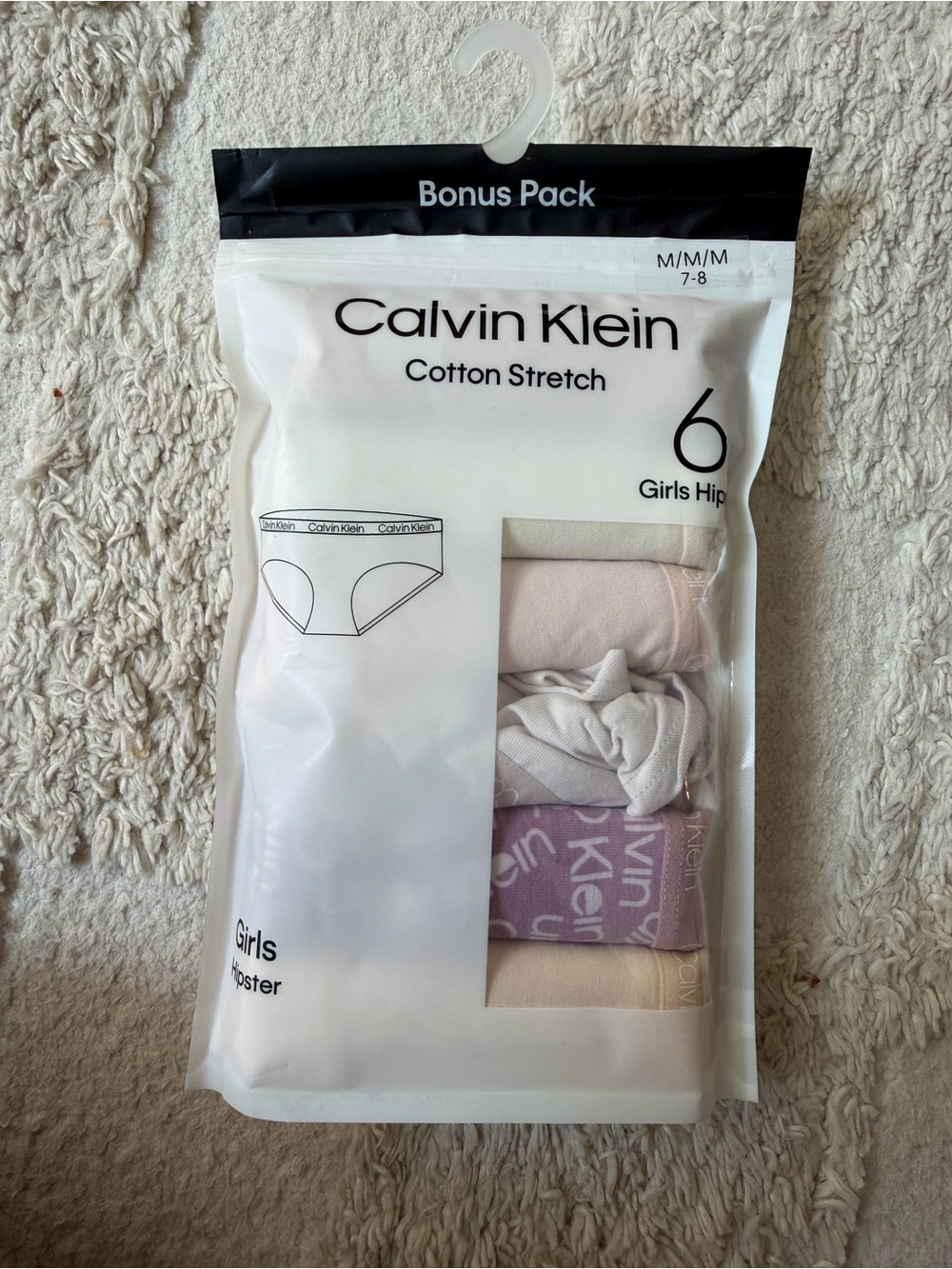 Calvin Klein Girls Hipster Underwear Cotton Stretch 6- Pack